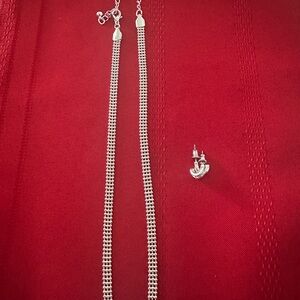 Elegant Silver Chain Necklace with Earrings